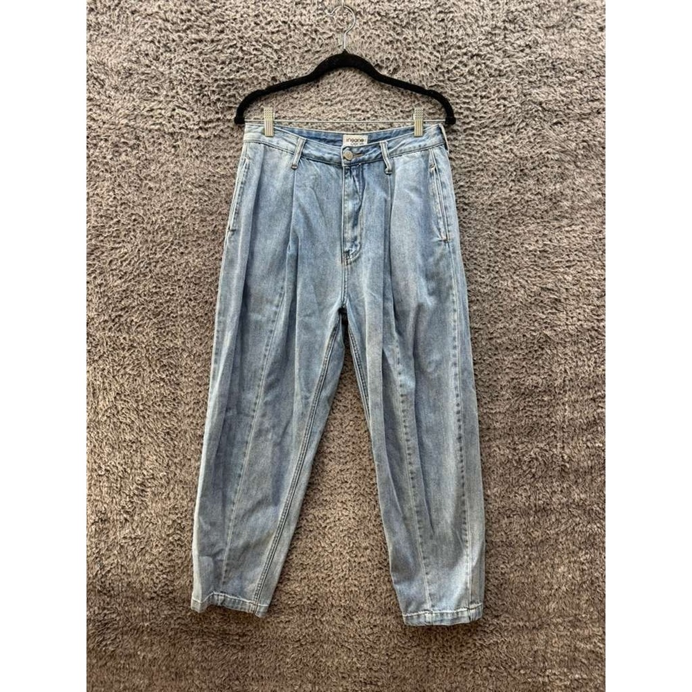 Insane Gene High Rise Pleated Balloon Denim‎ Jeans Light Wash Blue Womens Size 5